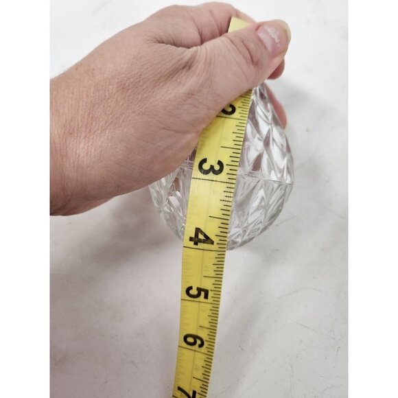 VTG Romania Pear Shaped Clear Cut Glass Triangle Design Trinket Box Ring Holder - Picture 8 of 8